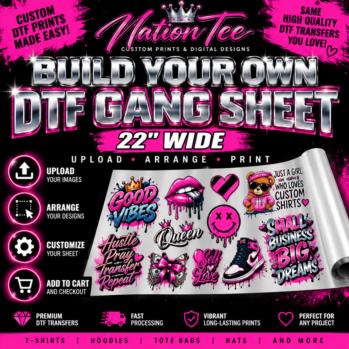 Build Your Own DTF Gang Sheet – 22" Wide